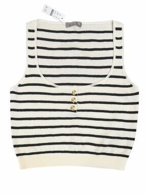 J.Crew Striped Cropped Sweater Tank Henley Merino Wool Linen Blend NWT Size XS